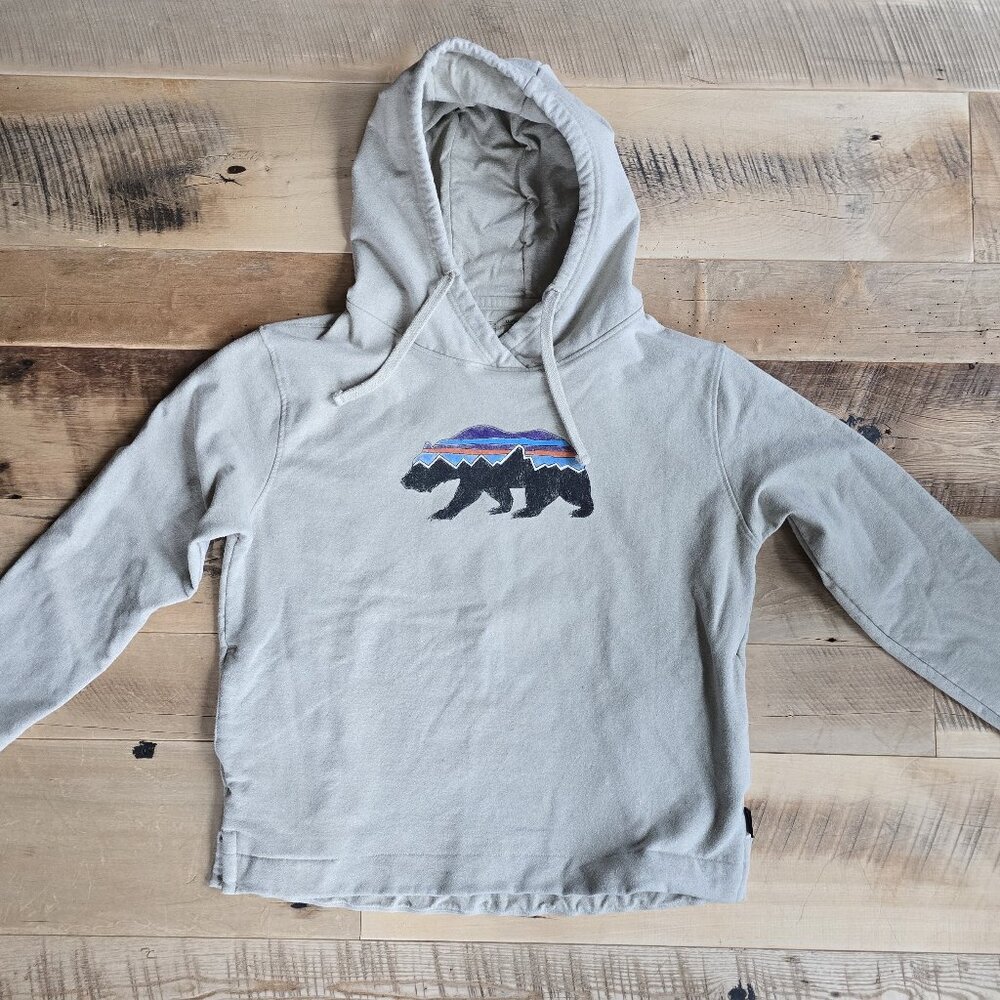 Womens Patagonia Fitz Roy Bear Uprisal Hoodie Size lg Pumice color